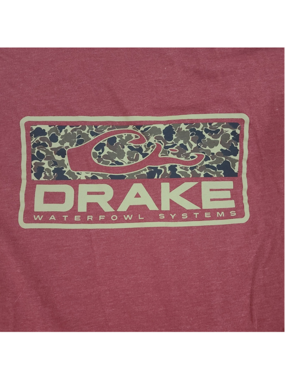 Drake Waterfowl Old School Bar Sz 2XL Long Sleeve T-Shirt Maroon Red Camo Logo - Picture 6 of 11